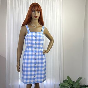 J Crew Blue/White Check Cotton & Linen Dress 2 NWT